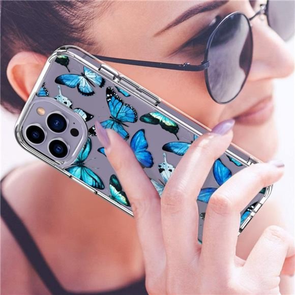 For iPhone 14 Pro Max 6.7" Case with Screen Protector, Butterflies Cute Design - Picture 8 of 12